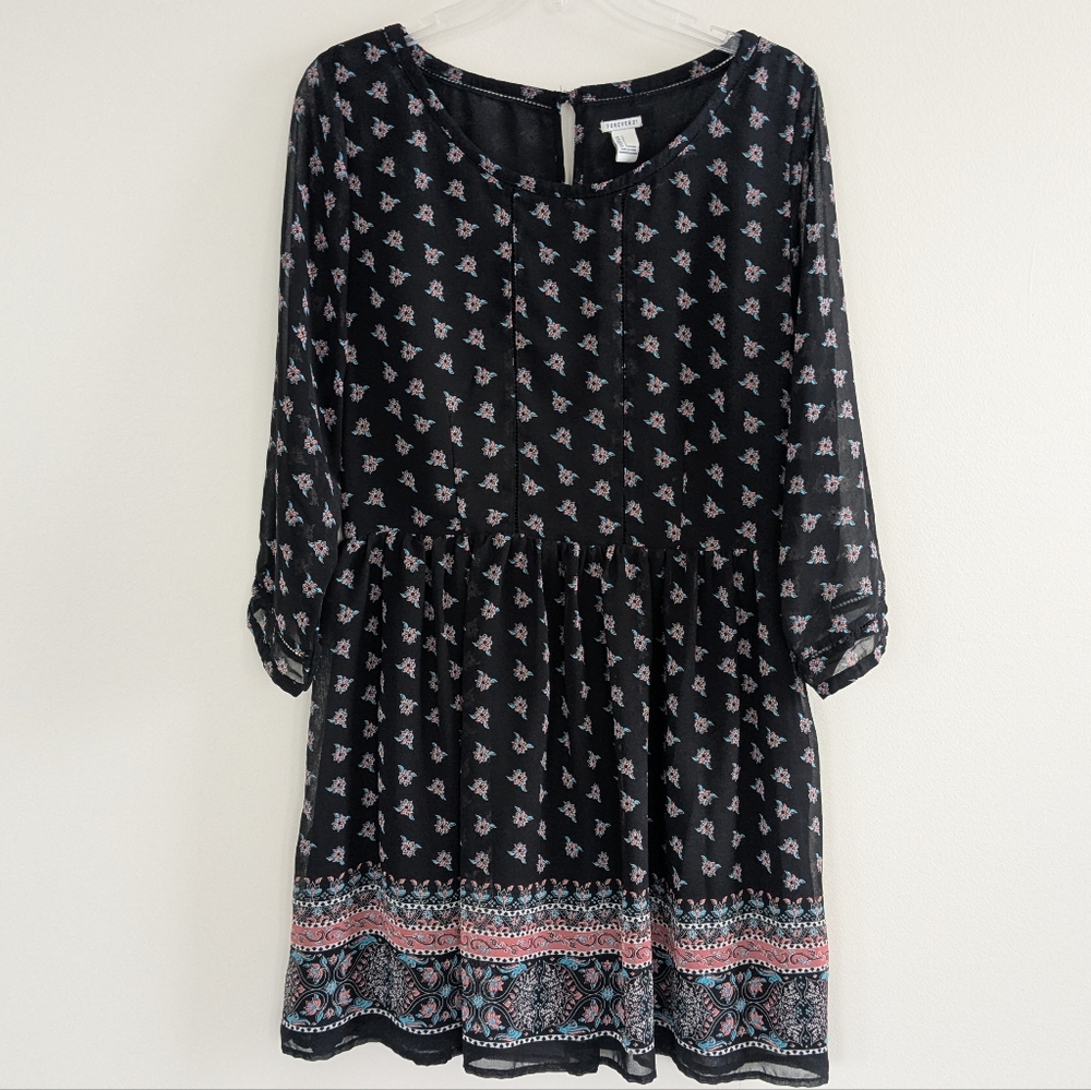 Forever21 Black Boho Dress (Size L)